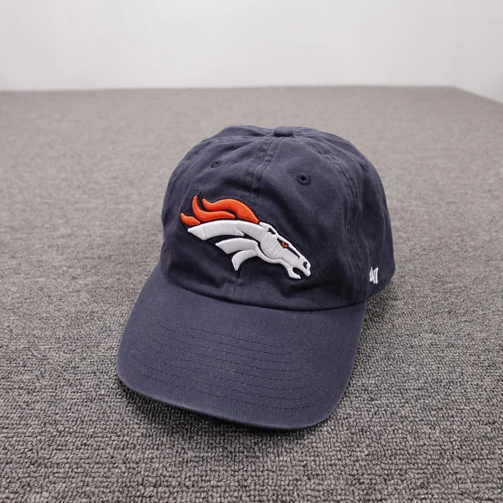 Denver Broncos Hat Cap Strap Back Mens One Size Navy Blue NFL Football '47
